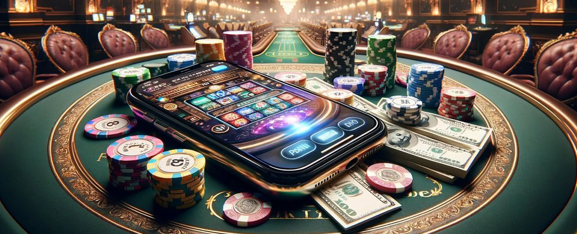 A golden shield protecting a digital casino interface, symbolizing secure and responsible gaming with OKBET Legit Login.