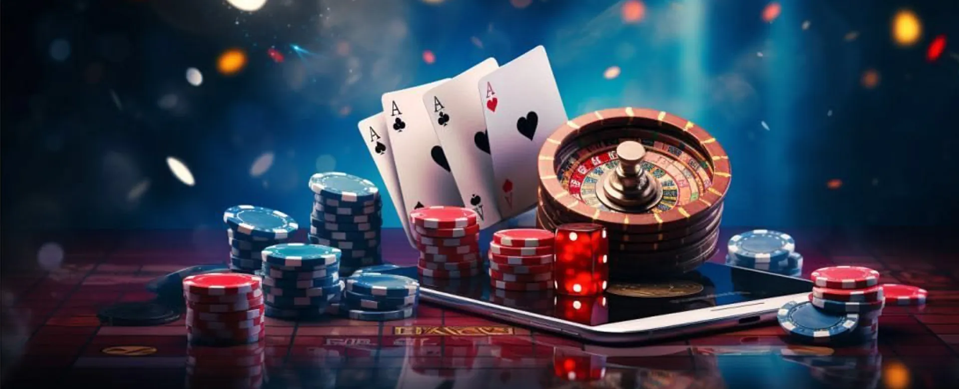 Luxurious online casino lobby with vibrant lights and dynamic action, promoting OKBET legit login